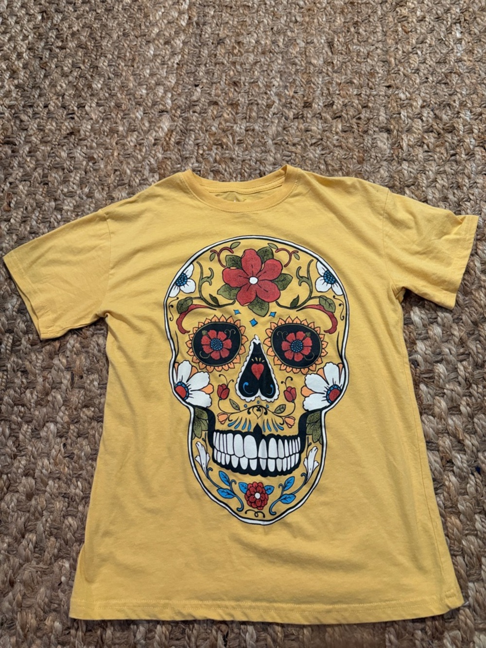 Yellow Sugar Skull Graphic Tee